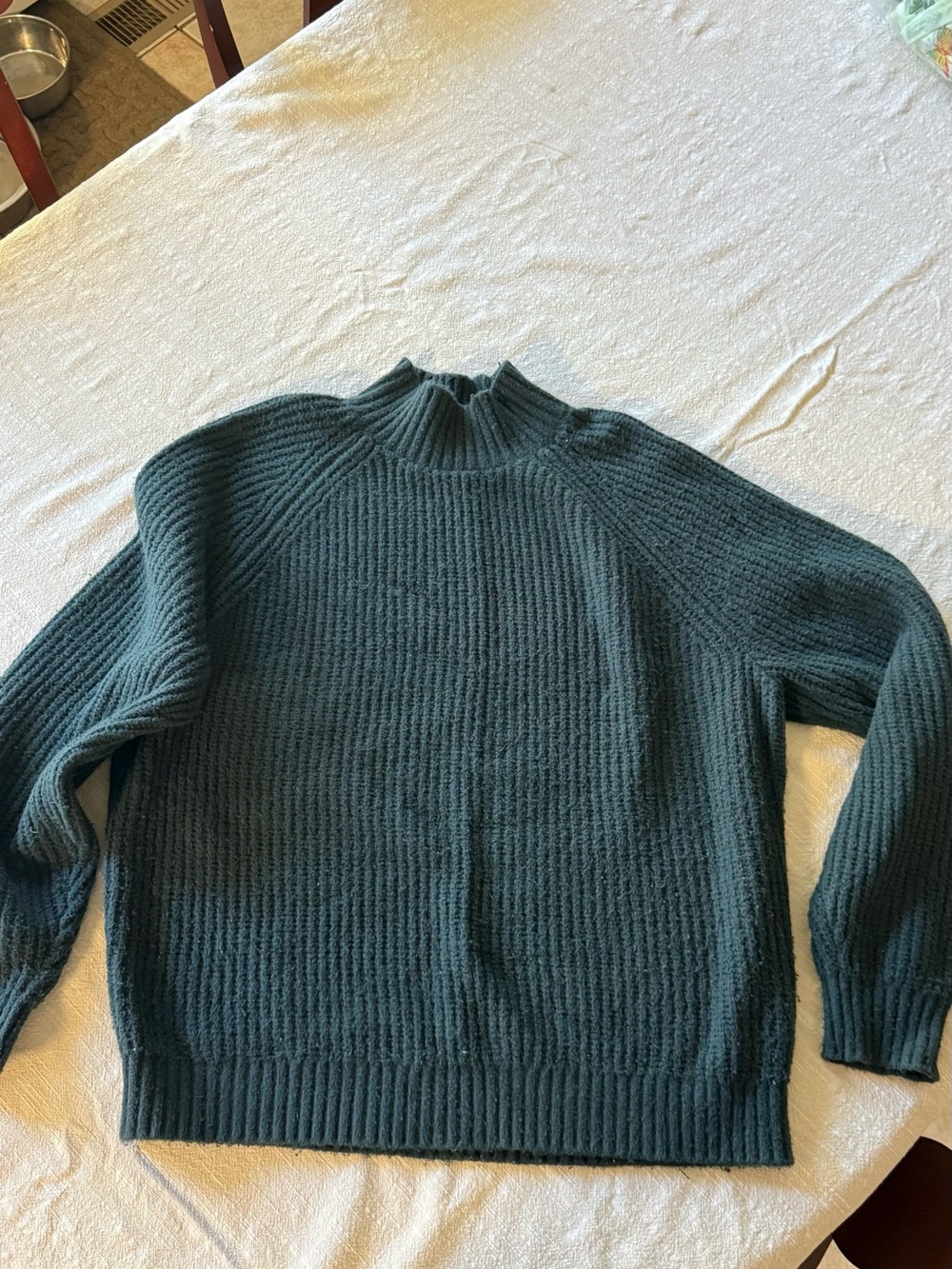 Abercrombie & Fitch Dark Teal Ribbed Crewneck Sweater